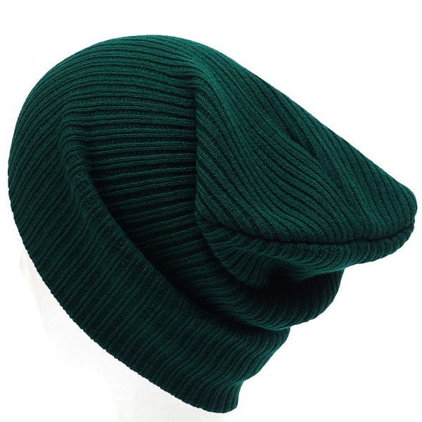 GREEN MENS LADIES KNITTED WOOLLY WINTER SLOUCH BEANIE HAT CAP ONE SIZE SKATEBOARD